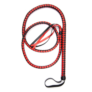 FOUET CUIR NOIR ET ROUGE 190CM