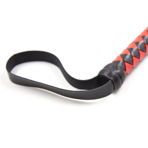 FOUET CUIR NOIR ET ROUGE 190CM
