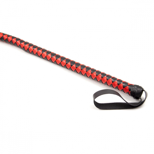 FOUET CUIR NOIR ET ROUGE 190CM
