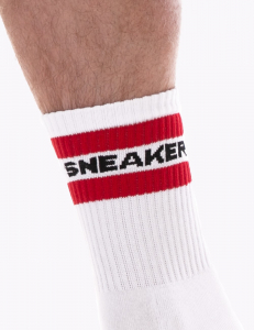 CHAUSSETTES BLANCHE/ROUGE "SNEAKER" BARCODE