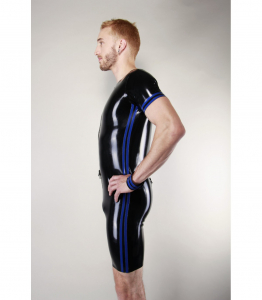 CATSUIT COURTE SANS MANCHES À BANDES BLEUES