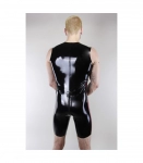 CATSUIT COURTE SANS MANCHES À BANDES ROUGES LATEX 101