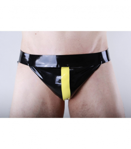JOCKSTRAP LATEX NOIR À BANDE JAUNE LATEX 101