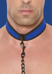 COLLIER NEOPRENE BLEU AVEC LAISSE