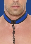 COLLIER NEOPRENE BLEU AVEC LAISSE