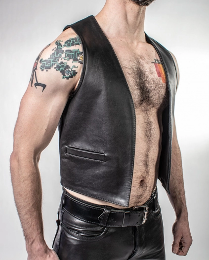 GILET CUIR IEM DEUX POCHES DELUXE