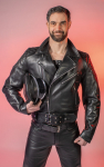 BLOUSON CUIR AVEC CEINTURE
