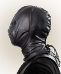 CAGOULE CUIR YEUX BOUCHE LANIERES