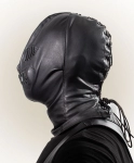 CAGOULE CUIR YEUX BOUCHE LANIERES