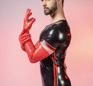 GANTS LATEX FIN LONGS ROUGES