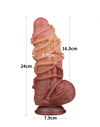GODE LOVETOY EXTREME AVEC MOTIF CORDES 24CM