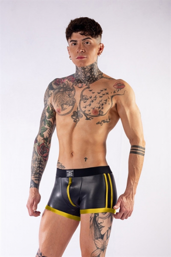 MISTER B BLACK & YELLOW NEOPRENE POUCH SHORTS