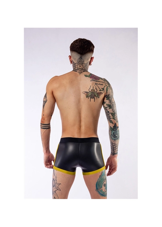 SHORT POUCH NOIR ET JAUNE DE MISTER B EN NEOPRENE