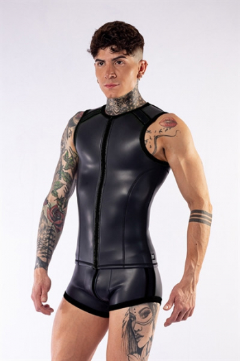 MISTER B NEOPRENE SLEEVELESS T ZIP