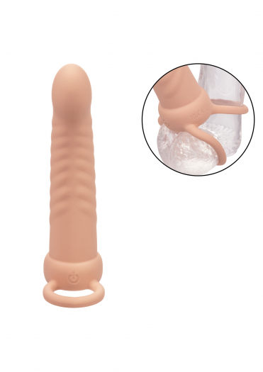 GODE ÉTUI VIBRANT NERVURÉ POUR DOUBLE PÉNÉTRATION