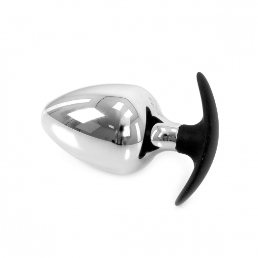 BUTTPLUG EN ACIER AVEC POIGNEE EN SILICONE