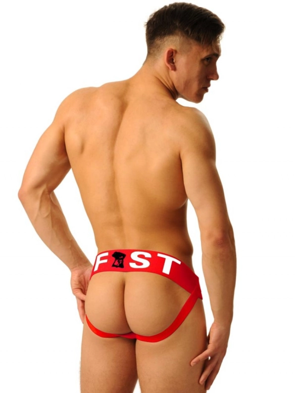 JOCKSTRAP LOGO FIST ROUGE