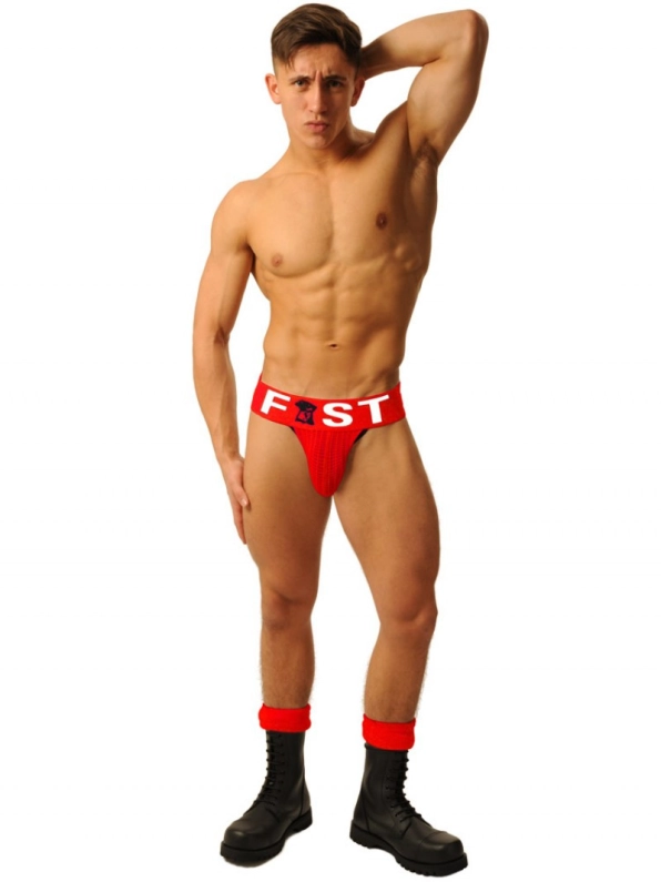 JOCKSTRAP LOGO FIST ROUGE