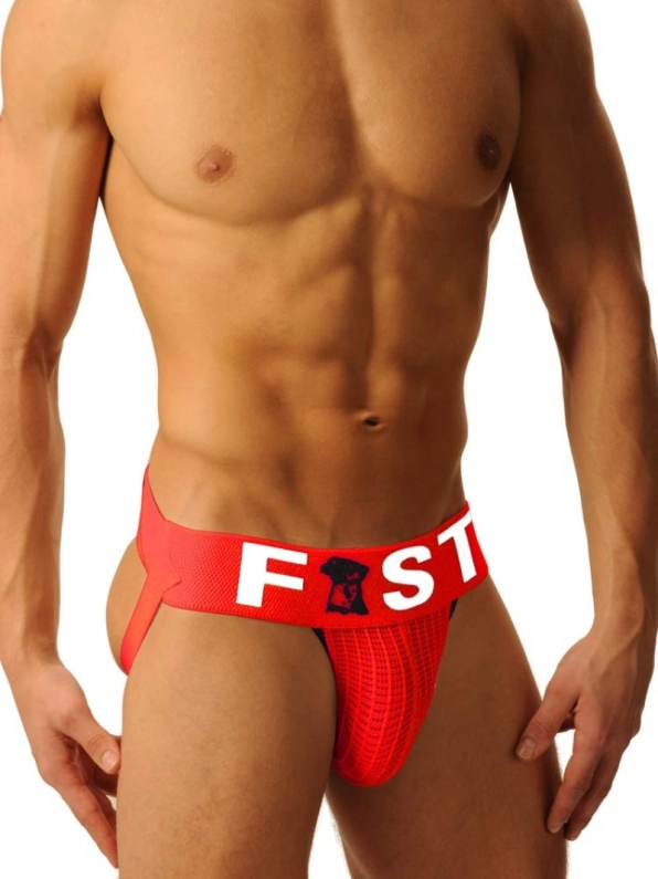 JOCKSTRAP LOGO FIST ROUGE