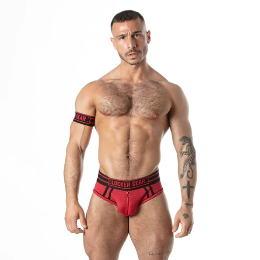 LOCKERGEAR SWEAT IT MESH JOCKSTRAP WITH ZIPPER - RED