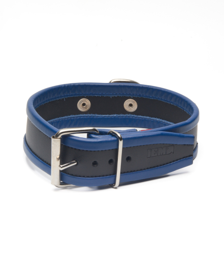 COLLIER EN CUIR IEM AVEC ANNEAU - BLEU