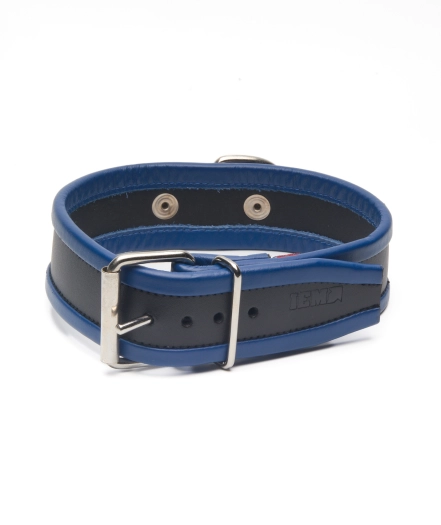 COLLIER EN CUIR IEM AVEC ANNEAU - BLEU