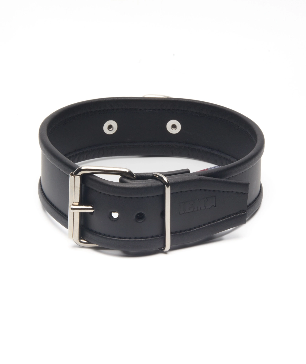 COLLIER EN CUIR IEM AVEC ANNEAU - NOIR