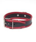COLLIER EN CUIR IEM AVEC ANNEAU - ROUGE