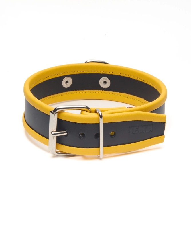 COLLIER EN CUIR IEM AVEC ANNEAU - JAUNE