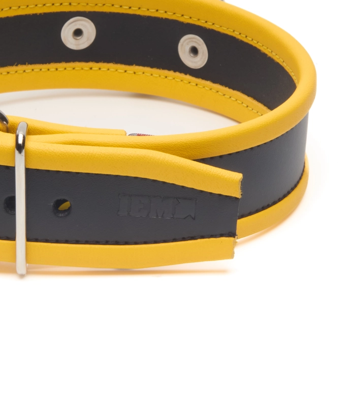 COLLIER EN CUIR IEM AVEC ANNEAU - JAUNE