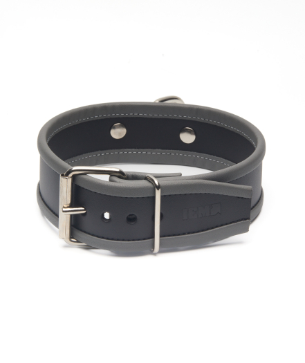 COLLIER EN CUIR IEM AVEC ANNEAU - GRIS