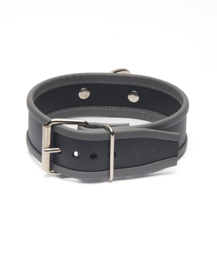 COLLIER EN CUIR IEM AVEC ANNEAU - GRIS