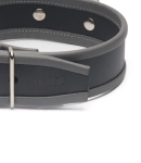 COLLIER EN CUIR IEM AVEC ANNEAU - GRIS