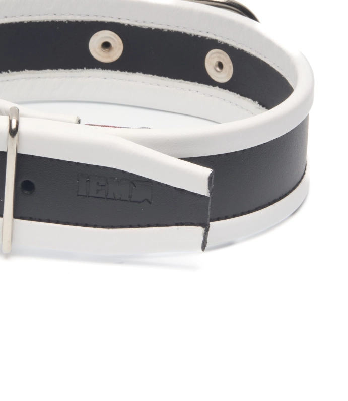 COLLIER EN CUIR IEM AVEC ANNEAU - BLANC
