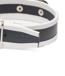 COLLIER EN CUIR IEM AVEC ANNEAU - BLANC