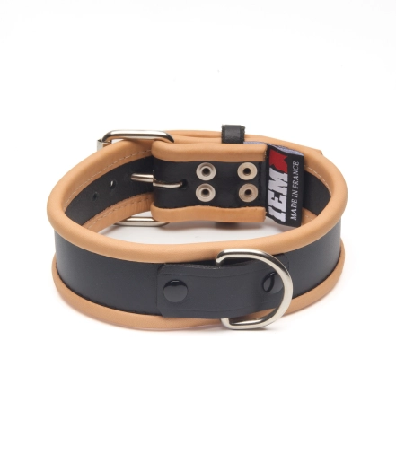 COLLIER EN CUIR IEM AVEC ANNEAU - CRÈME