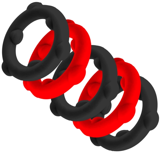 SET DE 5 COCKRINGS GEARHEADS – ROUGE