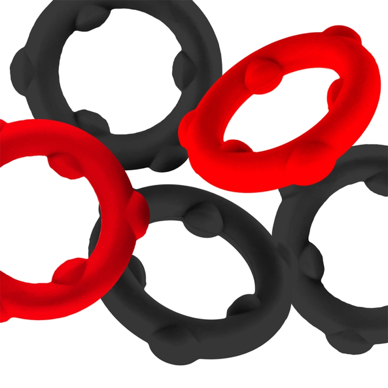 SET DE 5 COCKRINGS GEARHEADS – ROUGE