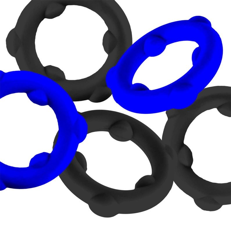SET DE 5 COCKRINGS GEARHEADS – BLEU