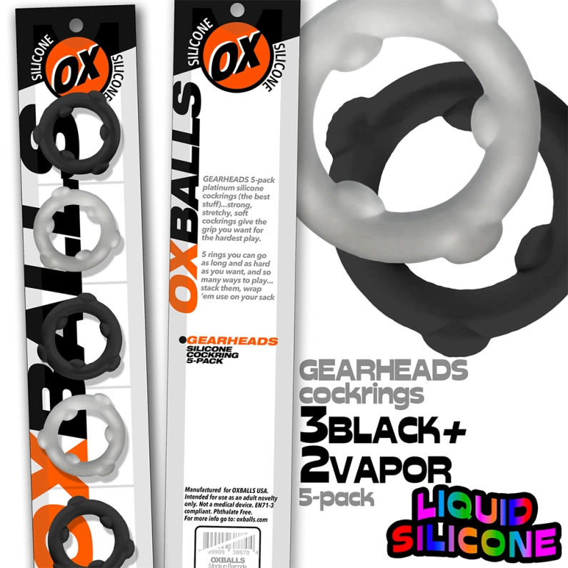 SET DE 5 COCKRINGS GEARHEADS – TRANSPARENT