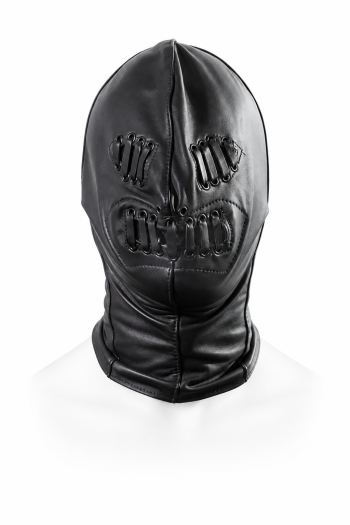 CAGOULE CUIR YEUX BOUCHE LANIERES