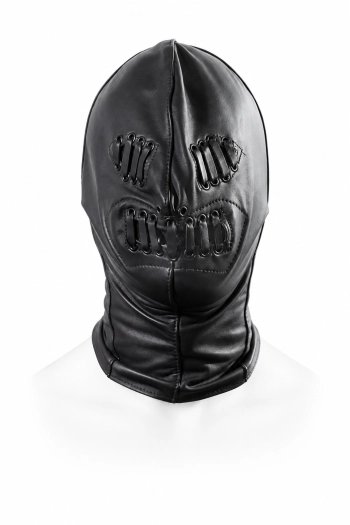 CAGOULE CUIR YEUX BOUCHE LANIERES