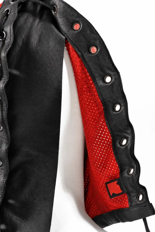 CAGOULE IEM EN CUIR PERFORÉ – ROUGE