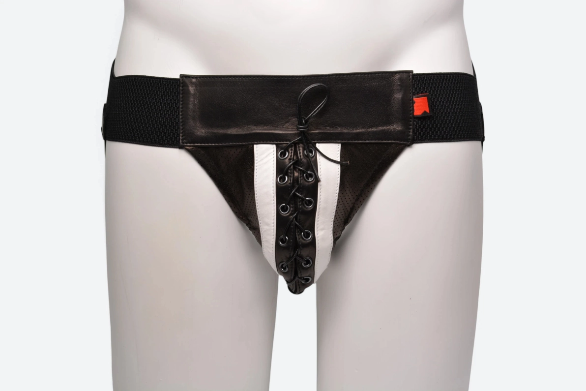 JOCKSTRAP MICROPERFORÉ AVEC LACET – BLANC