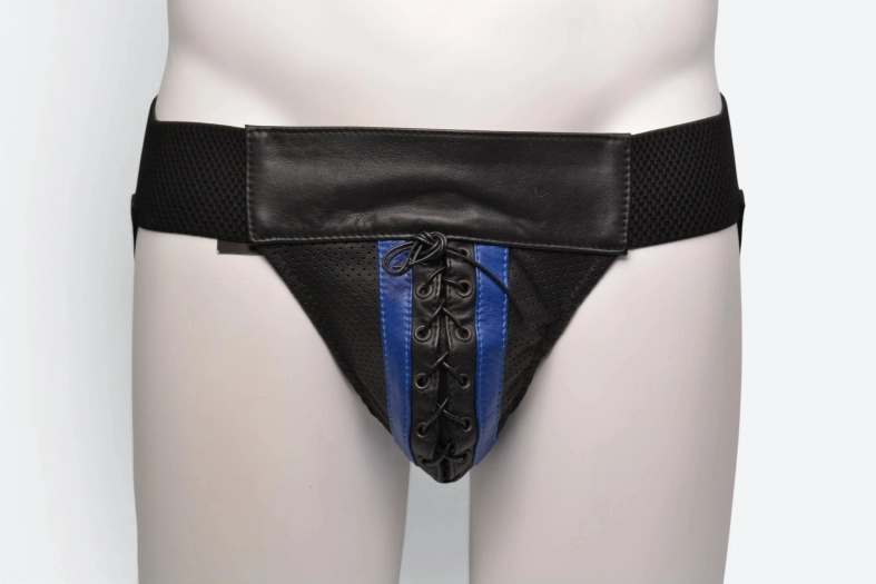 JOCKSTRAP MICROPERFORÉ AVEC LACET – BLEU