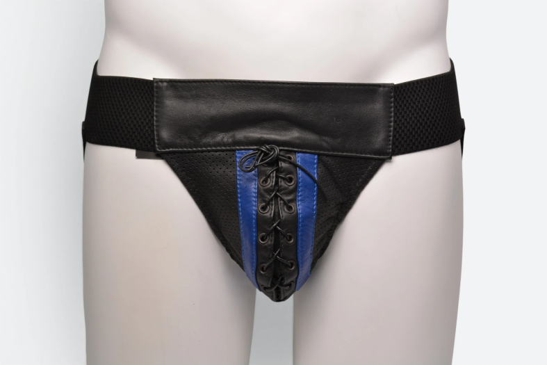 JOCKSTRAP MICROPERFORÉ AVEC LACET – BLEU