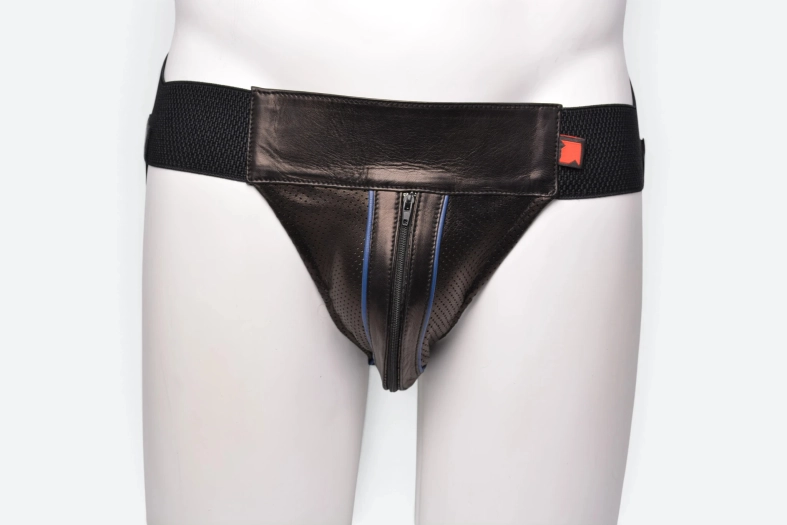 JOCKSTRAP MICROPERFORÉ AVEC ZIP – BLEU