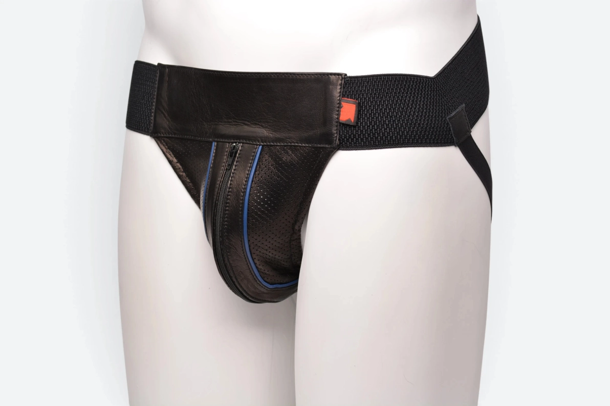 JOCKSTRAP MICROPERFORÉ AVEC ZIP – BLEU