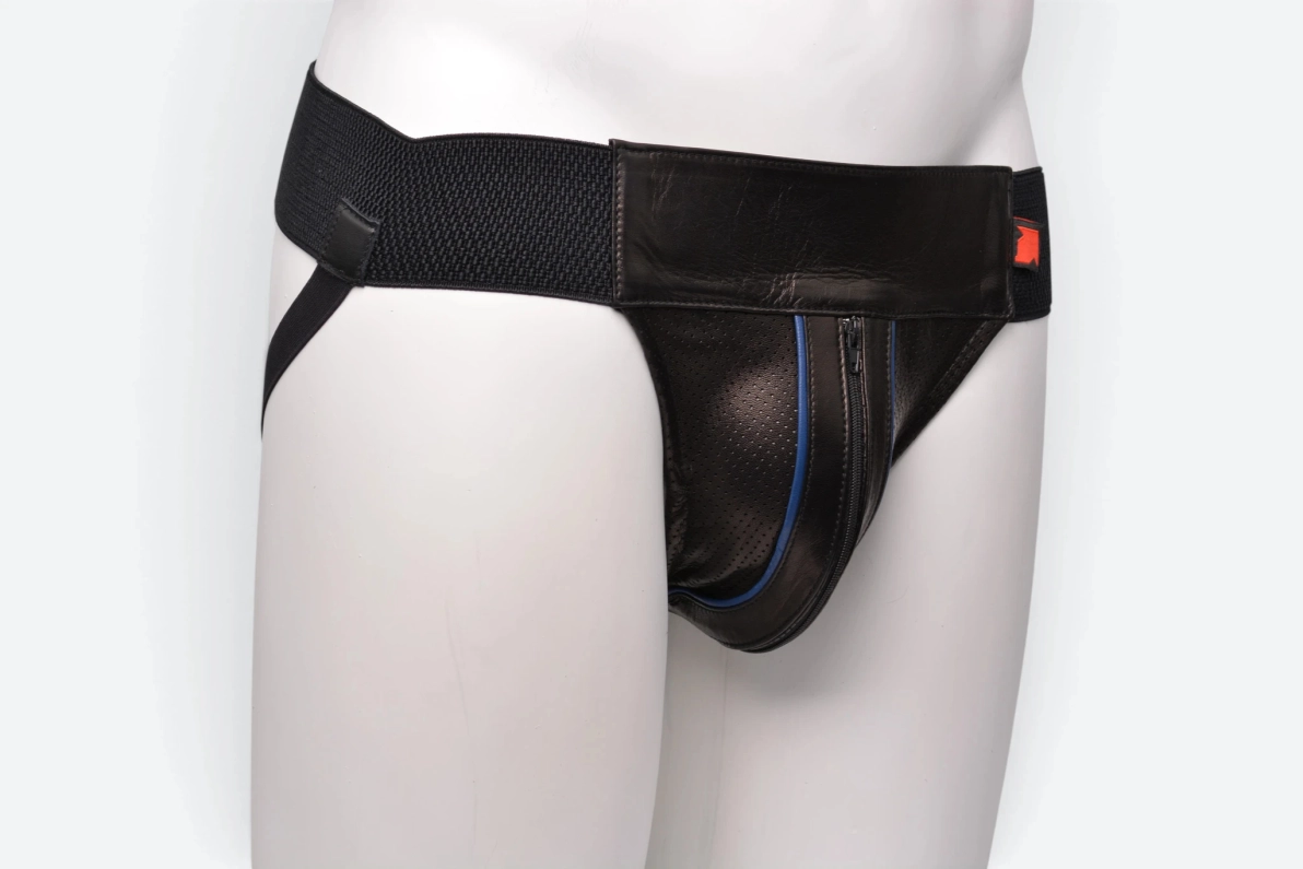 JOCKSTRAP MICROPERFORÉ AVEC ZIP – BLEU
